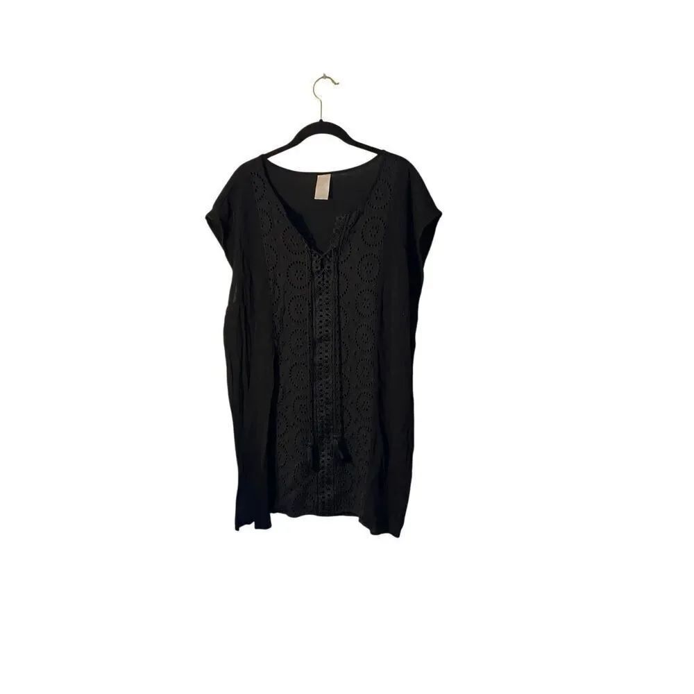 Kona sol womenβsβswim black crochet swimwear, cover-up, medium